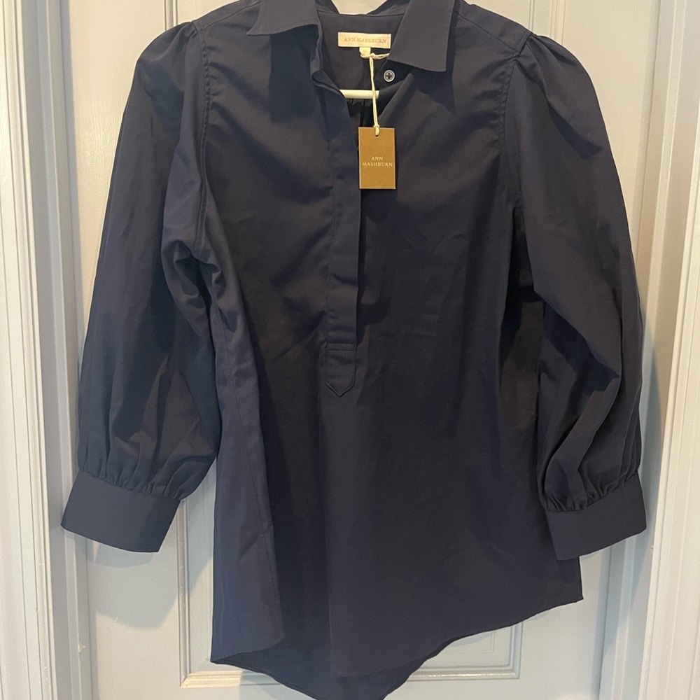 ANN MASHBURN Deep Blue Button-Up Shirt